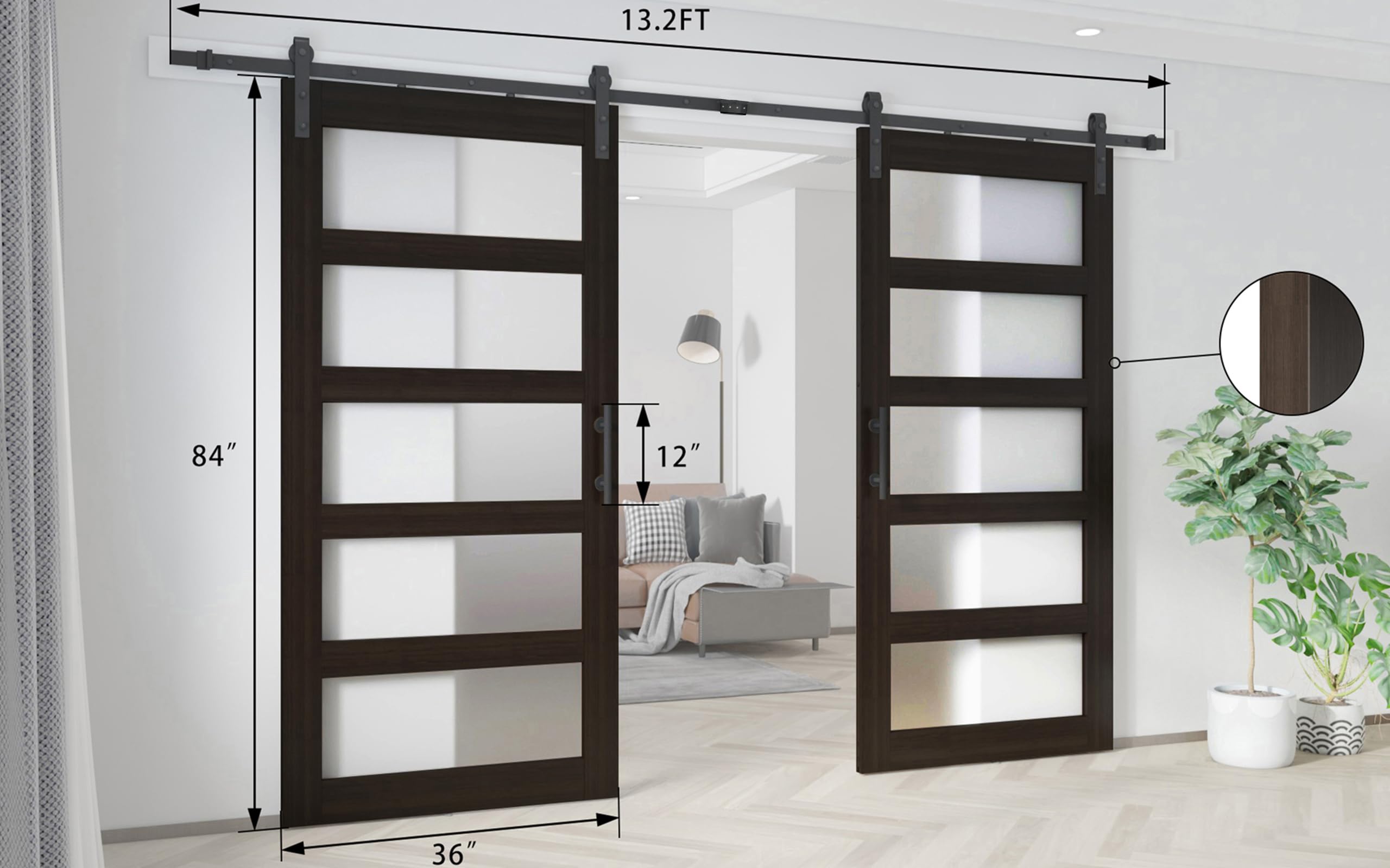 Amazon.com: BARNSMITH 72in x 84in Double Glass Barn Door with 13FT